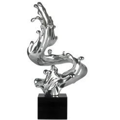 Statues & Sculptures Floor Standing|Abstract^Frozen Motion 86cm Silver Resin Indoor Sculpture
