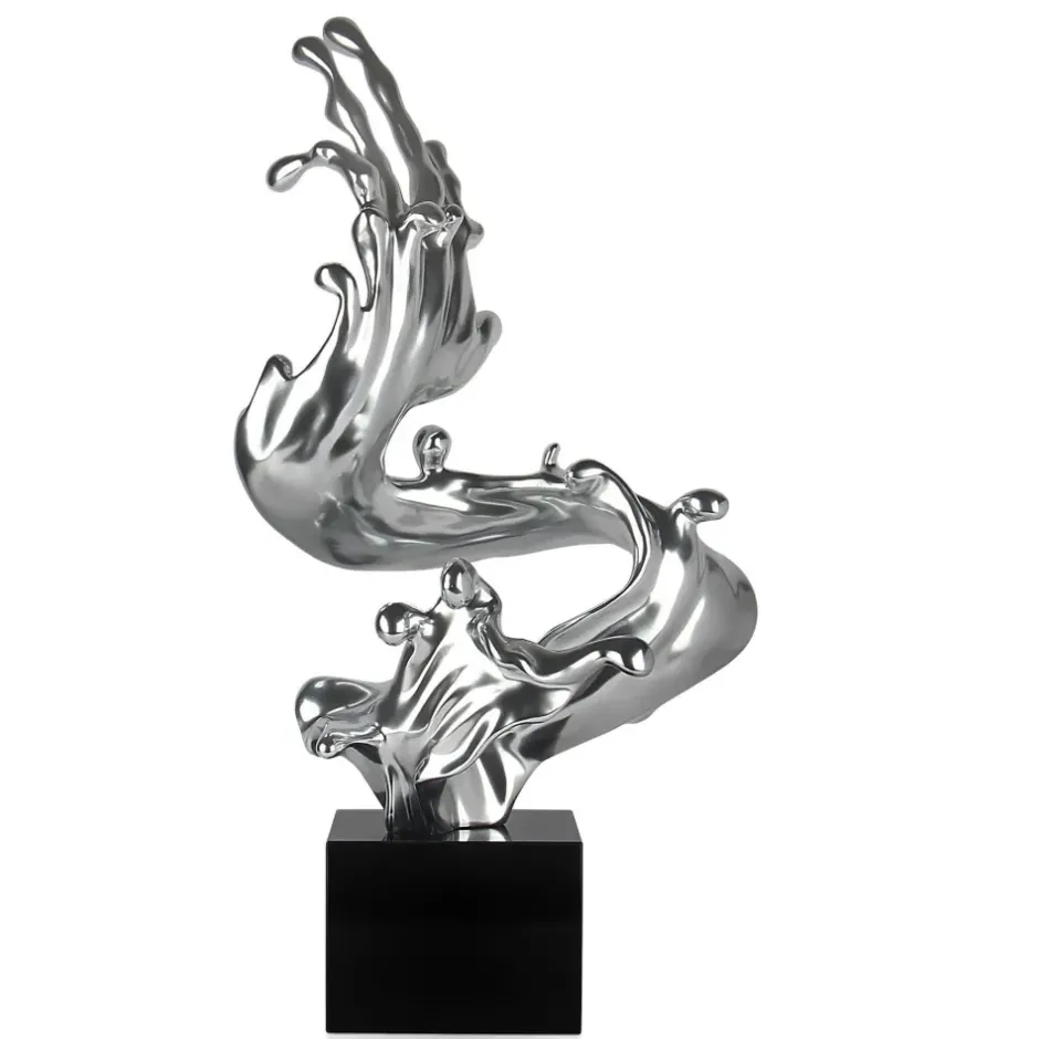 Statues & Sculptures Floor Standing|Abstract^Frozen Motion 86cm Silver Resin Indoor Sculpture