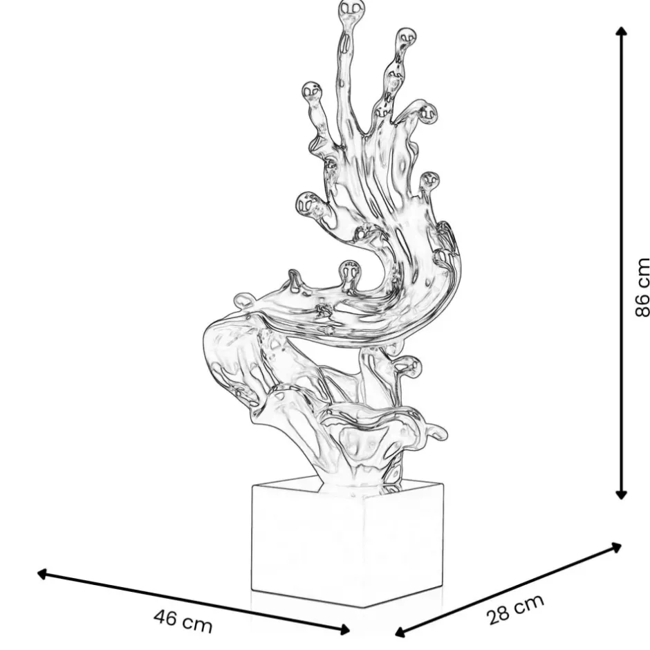 Statues & Sculptures Floor Standing|Abstract^Frozen Motion 86cm Silver Resin Indoor Sculpture
