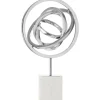 Statues & Sculptures Table Top|Abstract^Galactic Sphere 43cm Silver Metal Indoor Sculpture