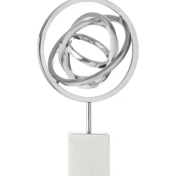 Statues & Sculptures Table Top|Abstract^Galactic Sphere 43cm Silver Metal Indoor Sculpture