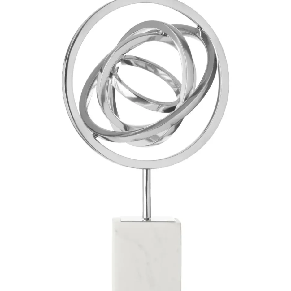 Statues & Sculptures Table Top|Abstract^Galactic Sphere 43cm Silver Metal Indoor Sculpture