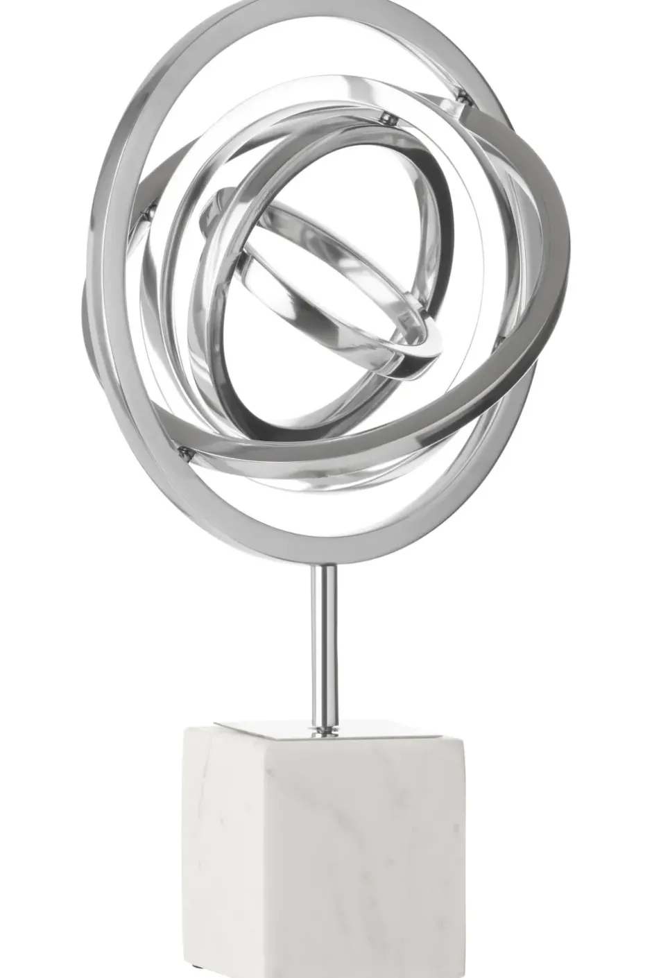 Statues & Sculptures Table Top|Abstract^Galactic Sphere 43cm Silver Metal Indoor Sculpture