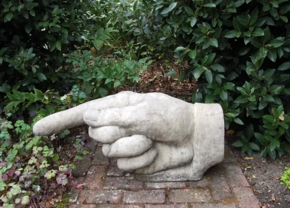 Statues & Sculptures Modern^Giant Hand Pointing Left Stone Garden Statue