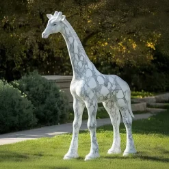 Statues & Sculptures Wildlife|Modern^Gigantic Giraffe 350cm White Marble Garden Statue v1