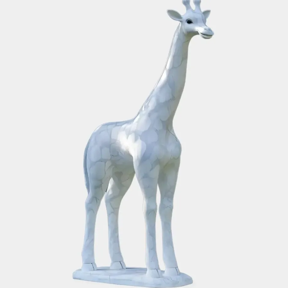 Statues & Sculptures Wildlife|Modern^Gigantic Giraffe 350cm White Marble Garden Statue v2