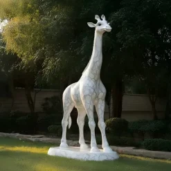 Statues & Sculptures Wildlife|Modern^Gigantic Giraffe 350cm White Marble Garden Statue v5