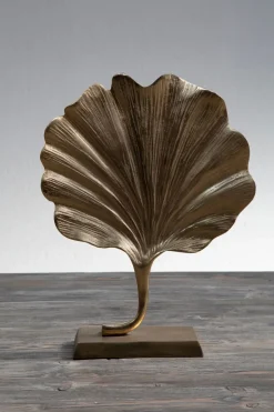 Statues & Sculptures Table Top|Contemporary^Ginkgo Leaf 28cm Gold Metal Indoor Sculpture
