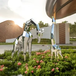Statues & Sculptures Wildlife|Contemporary^Giraffe 181cm Geometric Metal Garden Sculpture