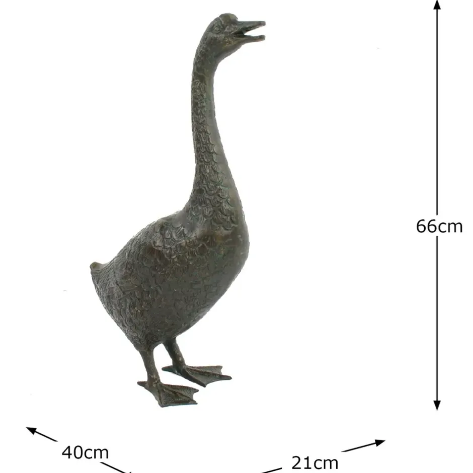 Statues & Sculptures Goose^Goose 66cm Bronze Metal Garden Ornament