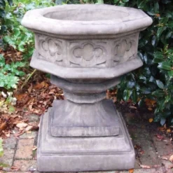 Statues & Sculptures Large|Round^Gothic Font Stone Garden Planter