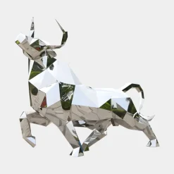 Statues & Sculptures Farm|Contemporary^Grand Bull 120cm Geometric Metal Garden Sculpture
