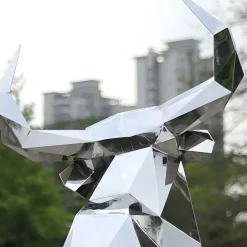 Statues & Sculptures Farm|Contemporary^Grand Bull 120cm Geometric Metal Garden Sculpture