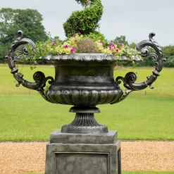 Statues & Sculptures Round^Grand Cheshire Urn Bronze Metal Garden Planter