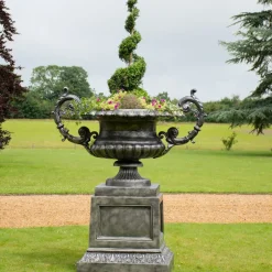 Statues & Sculptures Round^Grand Cheshire Urn Bronze Metal Garden Planter
