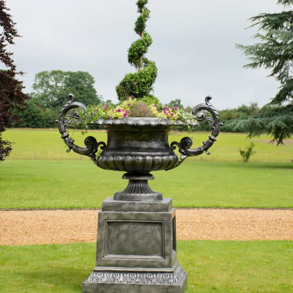 Statues & Sculptures Round^Grand Cheshire Urn Bronze Metal Garden Planter