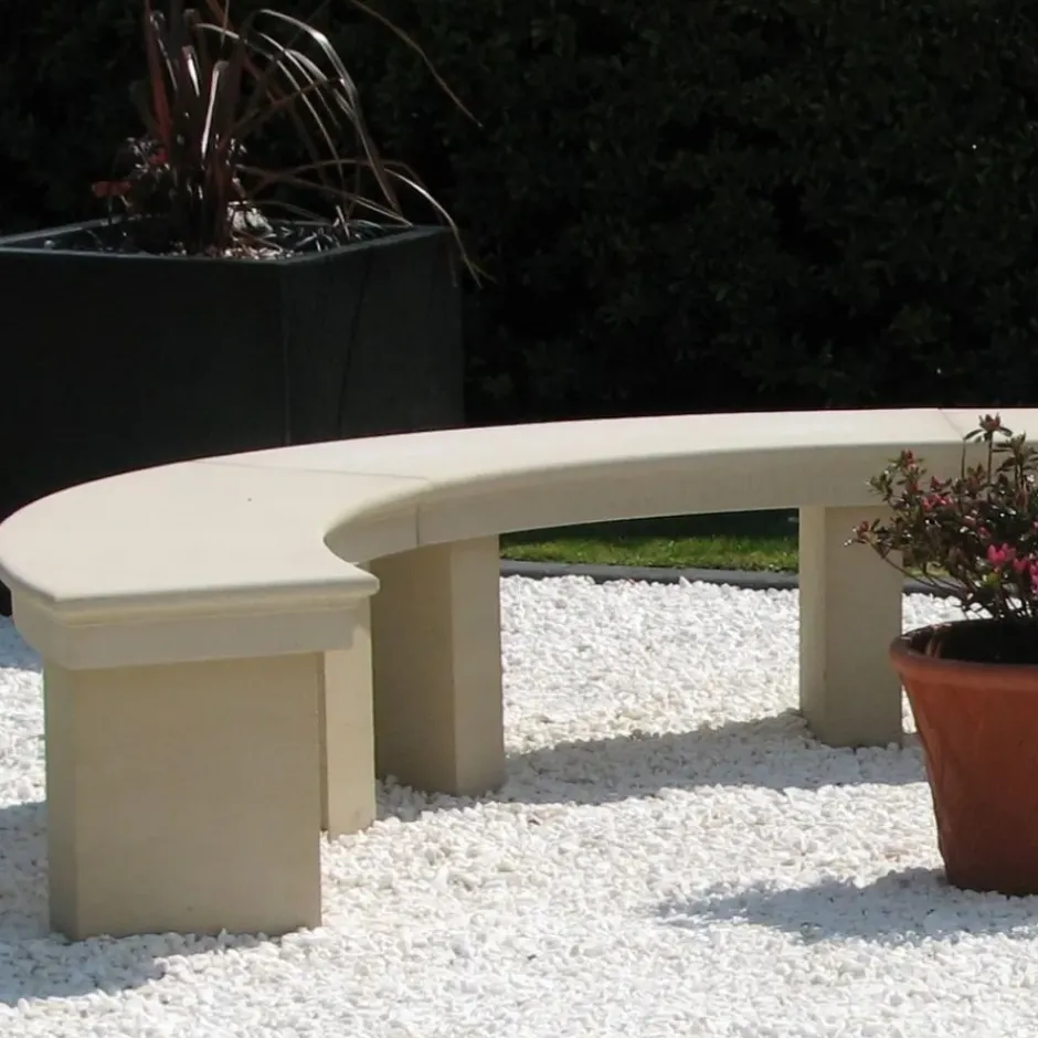 Statues & Sculptures Stone Benches^Grand Curved Modern Stone Garden Bench