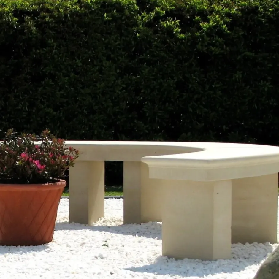 Statues & Sculptures Stone Benches^Grand Curved Modern Stone Garden Bench