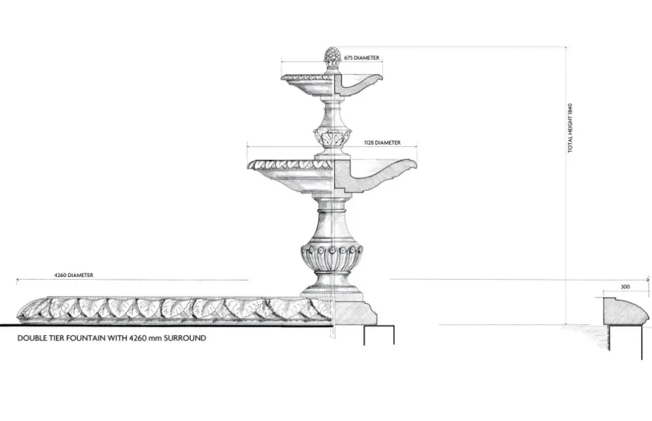 Statues & Sculptures Water Features^Grand Double Tier 4m Emerald Marble Stone Water Fountain Feature