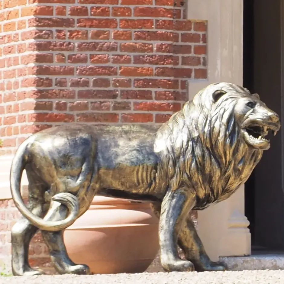 Statues & Sculptures Wildlife|Lions^Grand Lion Right Facing Bronze Metal Garden Statue