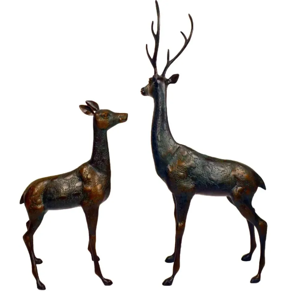 Statues & Sculptures Stags & Deers^Grand Stag & Doe Bronze Metal Garden Statues