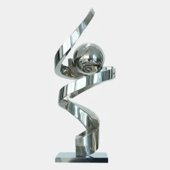 Statues & Sculptures Table Top|Floor Standing^Gravity Sphere 92cm Silver Metal Indoor Sculpture