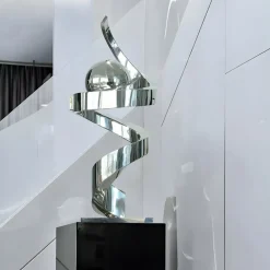 Statues & Sculptures Table Top|Floor Standing^Gravity Sphere 92cm Silver Metal Indoor Sculpture