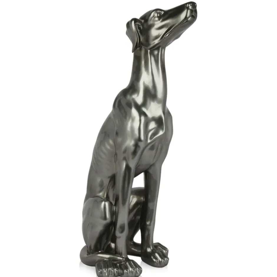 Statues & Sculptures Floor Standing|Animals^Guardian Greyhound 81cm Anthracite Resin Indoor Sculpture