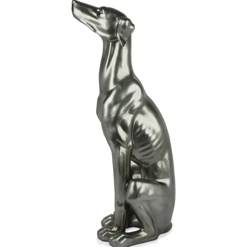 Statues & Sculptures Floor Standing|Animals^Guardian Greyhound 81cm Anthracite Resin Indoor Sculpture