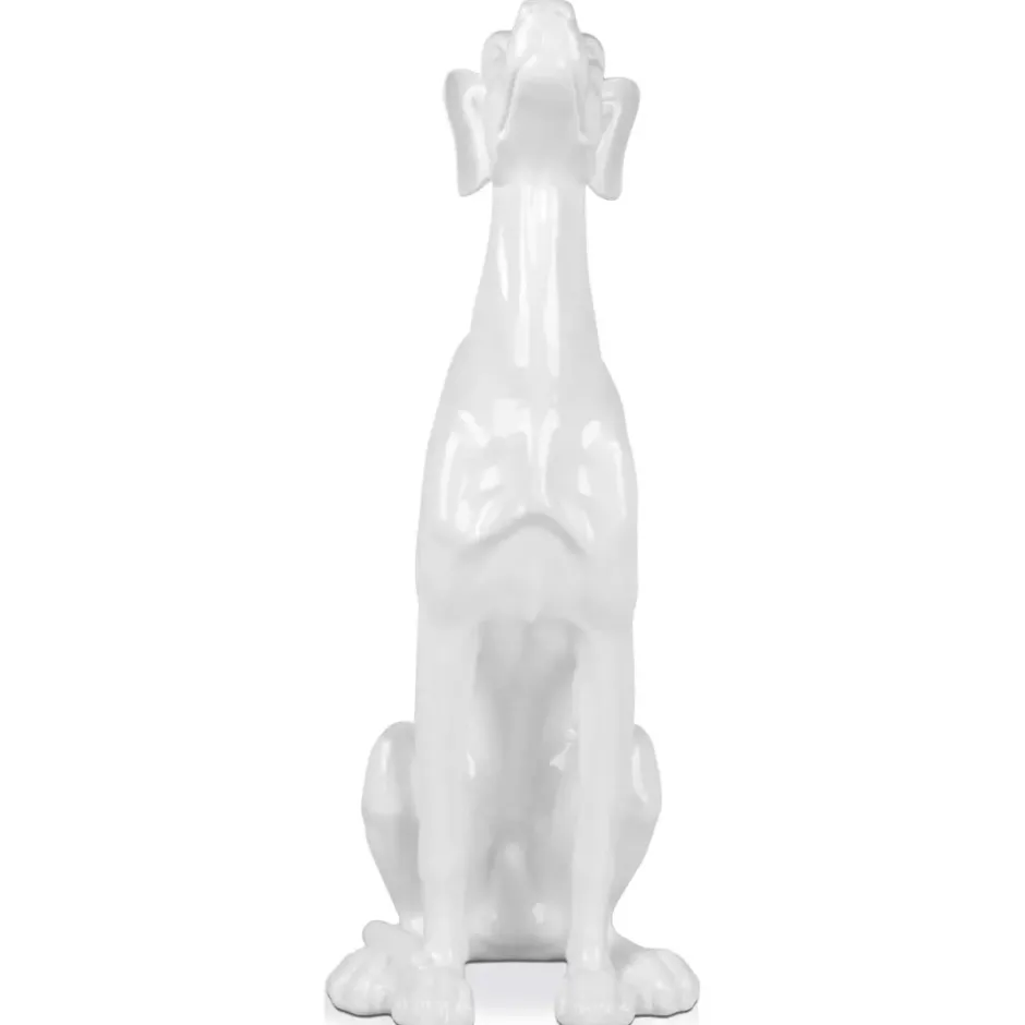 Statues & Sculptures Floor Standing|Animals^Guardian Greyhound 81cm White Resin Indoor Sculpture