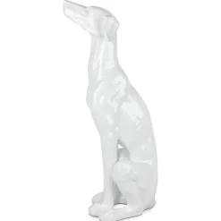 Statues & Sculptures Floor Standing|Animals^Guardian Greyhound 81cm White Resin Indoor Sculpture