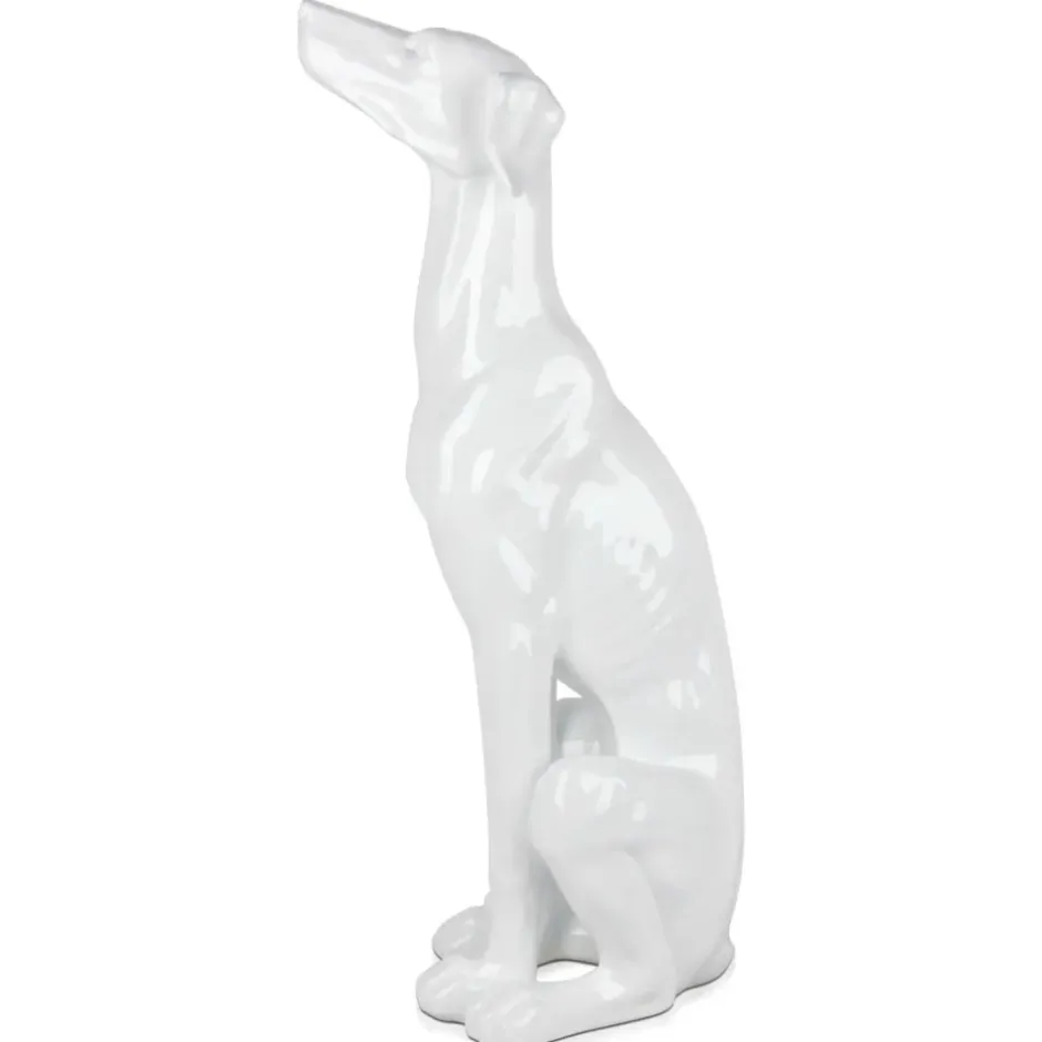 Statues & Sculptures Floor Standing|Animals^Guardian Greyhound 81cm White Resin Indoor Sculpture