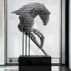 Statues & Sculptures Floor Standing|Abstract^Harmonic Horse 160cm Silver Metal Garden Sculpture v2