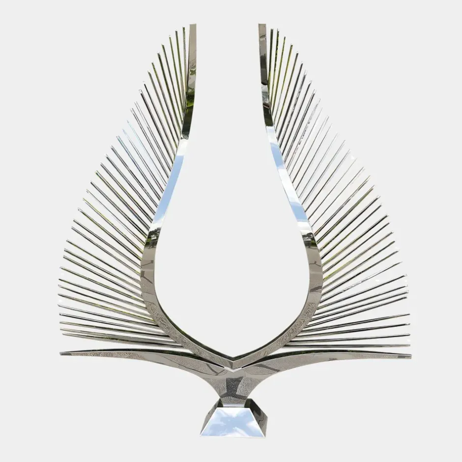 Statues & Sculptures Giant|Floor Standing^Harmonic Wings 200cm Silver Metal Garden Sculpture