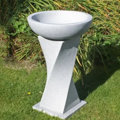 Statues & Sculptures Bird Baths^Helix Contemporary Granite Resin Garden Birdbath