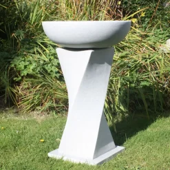 Statues & Sculptures Bird Baths^Helix Contemporary Granite Resin Garden Birdbath