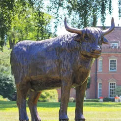 Statues & Sculptures Farm^Highland Cow Bronze Metal Garden Statue