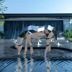 Statues & Sculptures Wildlife|Horses^Horse 130cm Geometric Metal Garden Sculpture