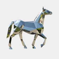 Statues & Sculptures Wildlife|Horses^Horse 182cm Geometric Metal Garden Sculpture