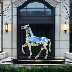 Statues & Sculptures Wildlife|Horses^Horse 182cm Geometric Metal Garden Sculpture