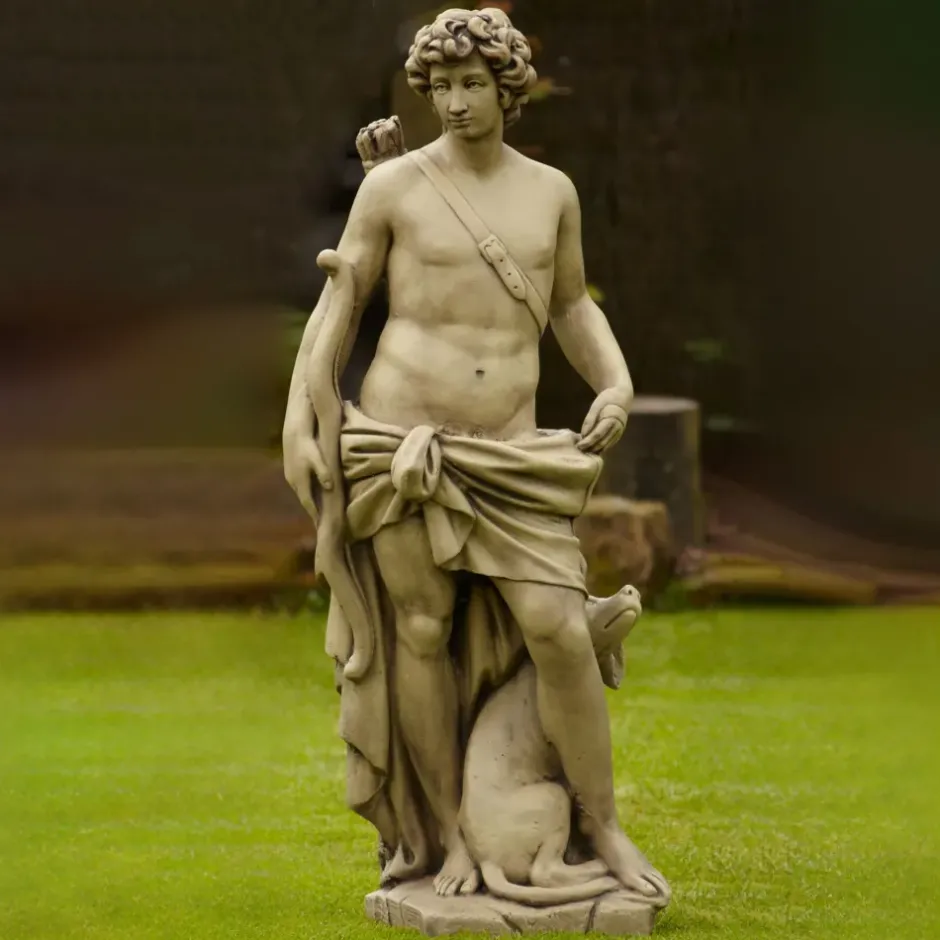 Statues & Sculptures Roman^Hunter & Dog Stone Stone Garden Statue
