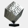 Statues & Sculptures Table Top|Abstract^Hyper Cube 75cm Silver Metal Indoor Sculpture