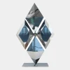 Statues & Sculptures Floor Standing|Low Poly^Hyper Prism 103cm Silver Geometric Metal Indoor Sculpture