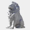 Statues & Sculptures Lions|Modern^Imperial Lion 150cm White Marble Garden Statue