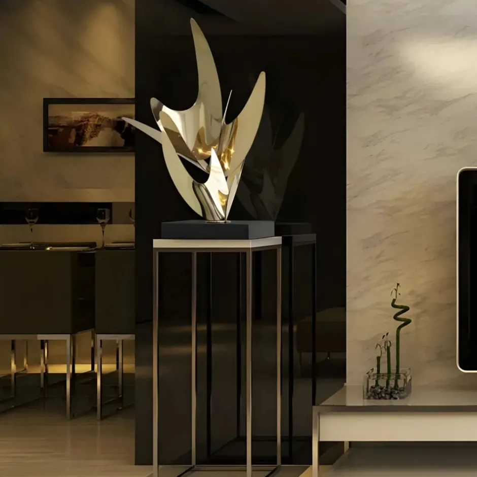 Statues & Sculptures Table Top|Abstract^Infinite Bloom 71cm Gold Metal Indoor Sculpture