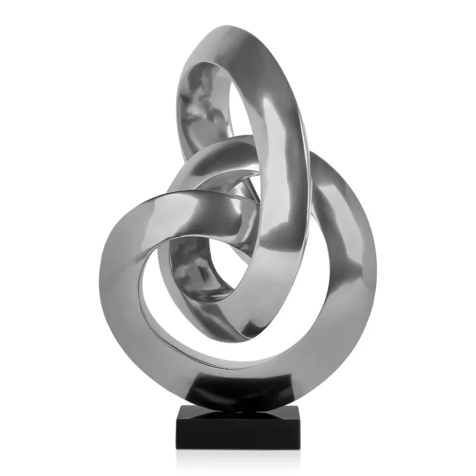 Statues & Sculptures Table Top|Abstract^Infinite Orbit 45cm Silver Resin Indoor Sculpture