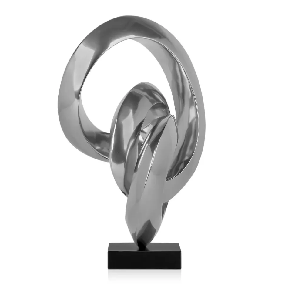 Statues & Sculptures Table Top|Abstract^Infinite Orbit 45cm Silver Resin Indoor Sculpture