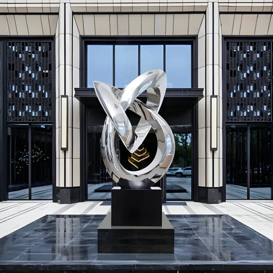 Statues & Sculptures Giant|Floor Standing^Infinity Fusion 180cm Silver Metal Garden Sculpture