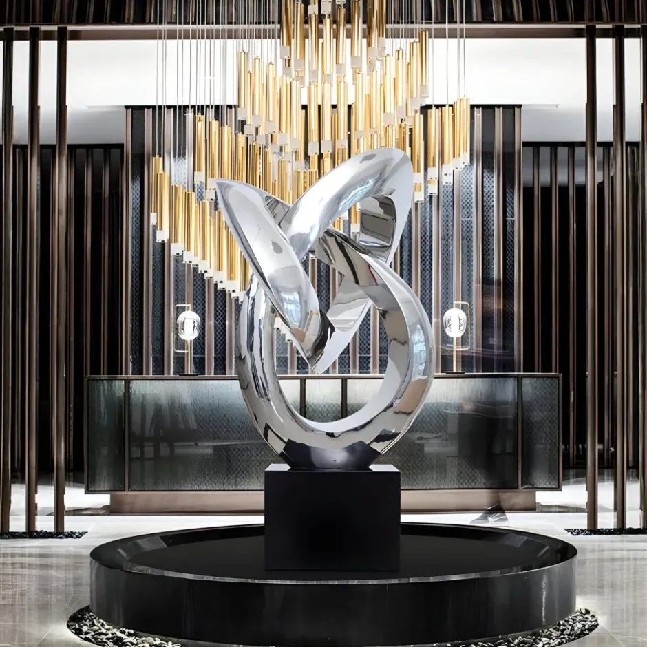 Statues & Sculptures Giant|Floor Standing^Infinity Fusion 180cm Silver Metal Garden Sculpture