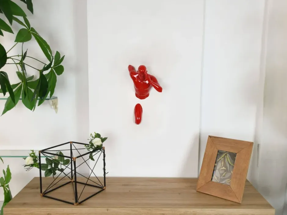Statues & Sculptures Figurative|Wall Art^Infinity Man 28cm Red Resin Wall Sculpture